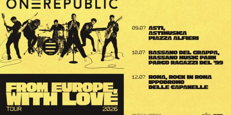 OneRepublic tornano in Italia con tre concerto a luglio 2026