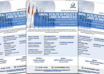 ‘European Media Freedom Act: scelte di policy e linee di indirizzo’, seminario il 26 novembre nella sede del Cnog