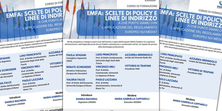 ‘European Media Freedom Act: scelte di policy e linee di indirizzo’, seminario il 26 novembre nella sede del Cnog