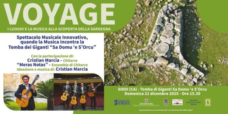 “Voyage”, domenica 21 dicembre a Siddi la Tomba dei Giganti si trasforma in palcoscenico per un omaggio in musica alla Sardegna