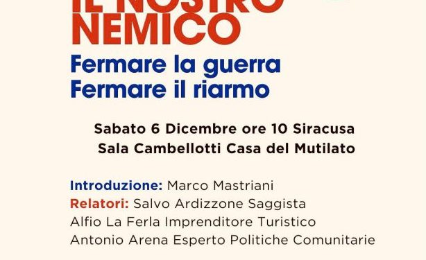 Siracusa, il 6 dicembre convegno: “Non è la Russia il nostro nemico”