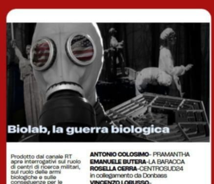 A Lamezia la proiezione del documentario di Russia Today “Biolab, la guerra biologica”