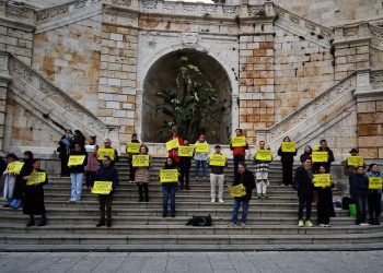 Quattro gatti in piazza a Cagliari in sostegno dei terroristi che stanno saccheggiando le città iraniane