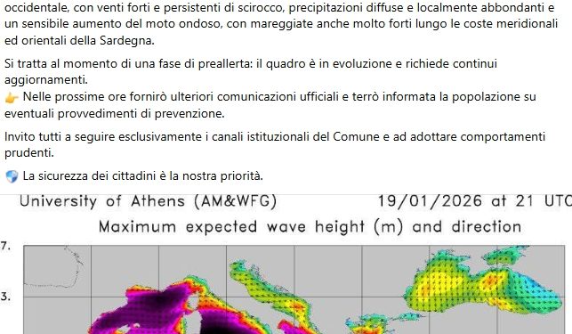Maltempo, il Sindaco di Capoterra invita alla prudenza per i prossimi giorni