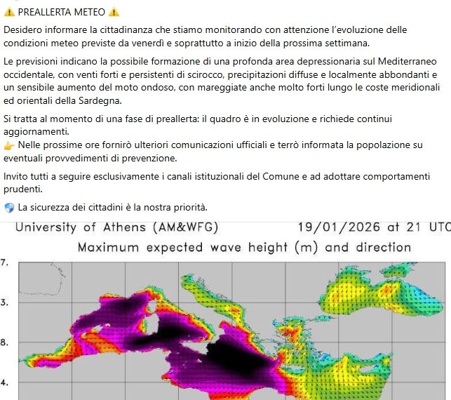 Maltempo, il Sindaco di Capoterra invita alla prudenza per i prossimi giorni
