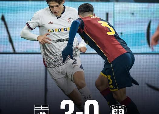 Il Genoa stende il Cagliari, secco 3-0 e aggancio in classifica