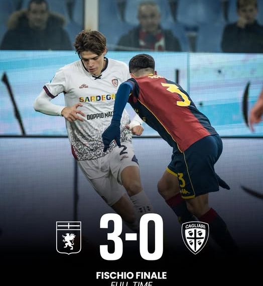 Il Genoa stende il Cagliari, secco 3-0 e aggancio in classifica