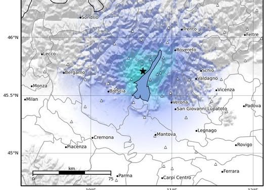 Terremoto in provincia di Brescia, in Lombardia, scossa di magnitudo 3.4