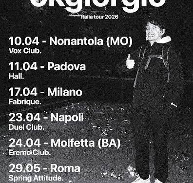 Dopo aver attraversato l’Italia da nord a sud con il tour estivo, Okgiorgio annuncia Italia tour 2026