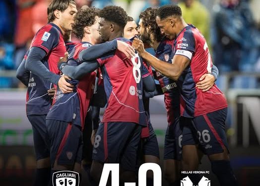 Vittoria netta del Cagliari contro il Verona: finisce 4 a 0