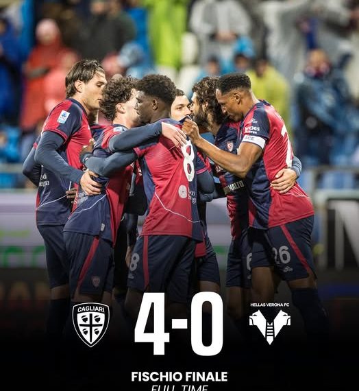 Vittoria netta del Cagliari contro il Verona: finisce 4 a 0