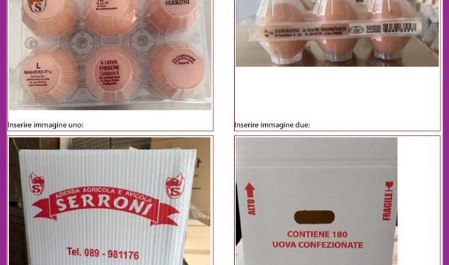 Richiamate uova per possibile presenza di Salmonella