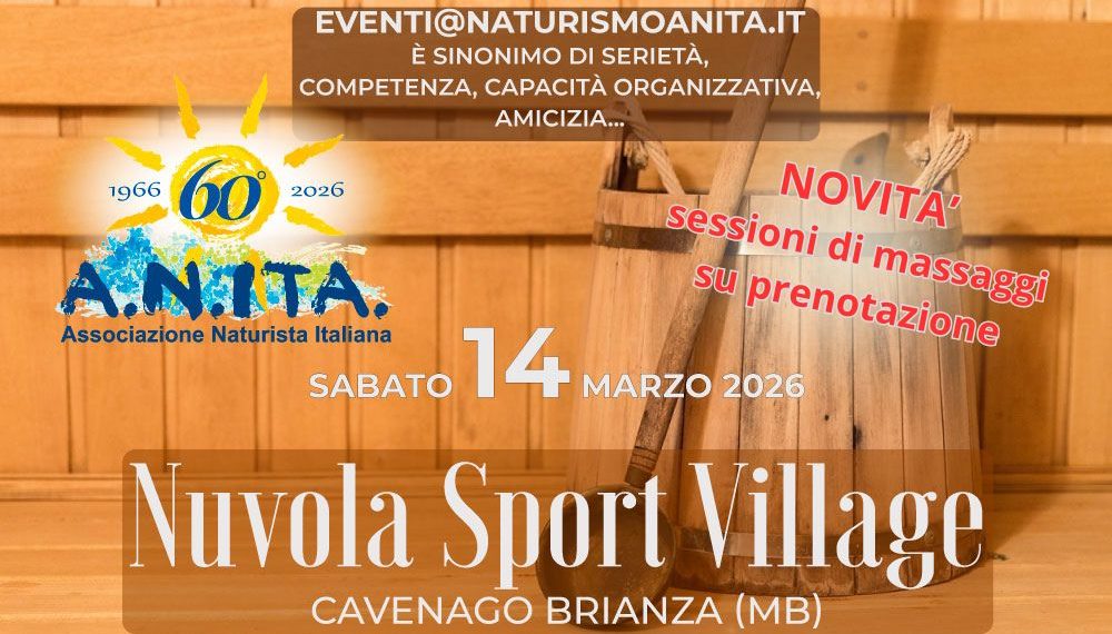 Serata Wellness naturista a Cavenago: per gli amanti della nudità appuntamento il 14 marzo 2026