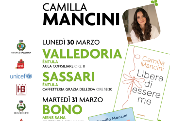 Il 30 e 31 marzo Camilla Mancini sarà a Valledoria, Sassari e Bono con i suoi libri