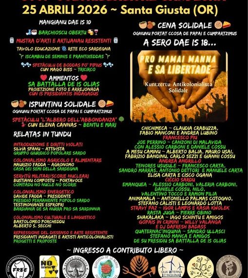 A Santa Giusta arte e musica per il 25 Aprile: nuovo appuntamento della Rassegna “Stop Colonizzazione Sardegna”