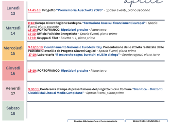 Cagliari, programma settimanale (13 – 19 aprile) delle iniziative culturali alla Mem