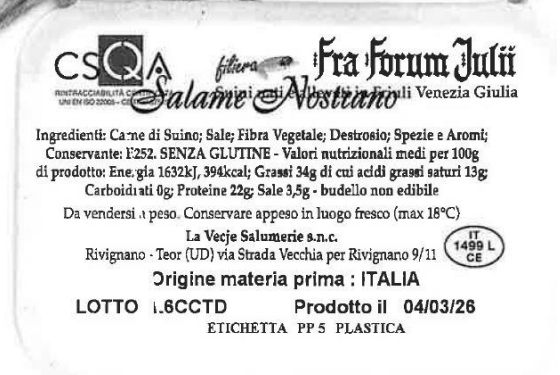 Allerta Listeria: richiamato un lotto di salame nostrano