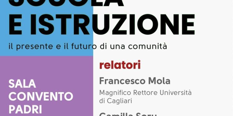 Venerdì 17 aprile, a Sanluri, si parlerà di scuola e istruzione con il rettore Francesco Mola, Camilla Soru e la candidata sindaca di S’Innova Sanluri Cinzia Fenu