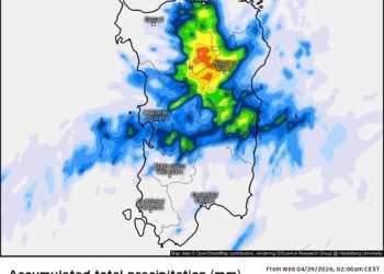 Meteo, pomeriggio con piogge e temporali sulla Sardegna