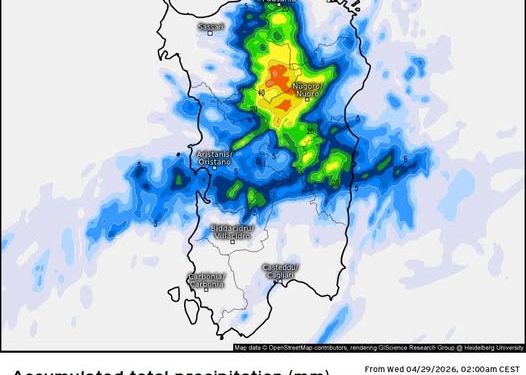Meteo, pomeriggio con piogge e temporali sulla Sardegna