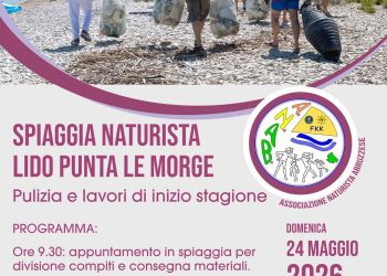 Chieti, pulizia della spiaggia naturista Lido Punta le  Morge