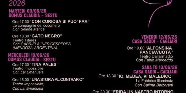 Festival “Storie di donne…donne e la storia” dal 9 al 14 giugno 2026 tra Cagliari e Sestu