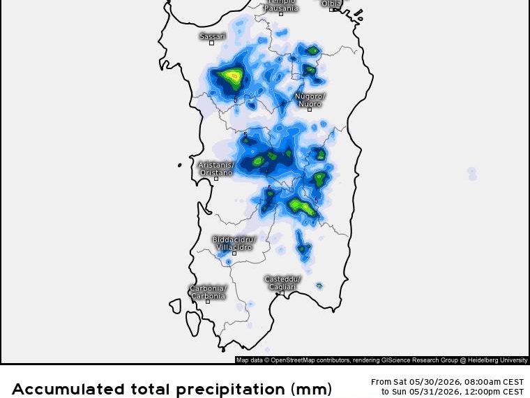 Maltempo, temporali pomeridiani sulla Sardegna