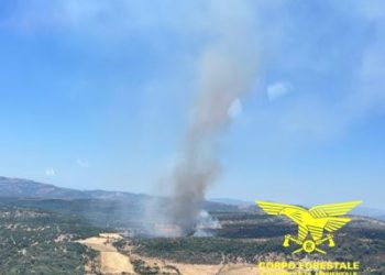 Vasto incendio a Thiesi, operativi due elicotteri della Forestale