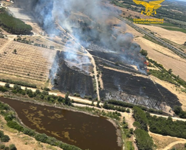 Fiamme a Olmedo, in azione l’elicottero del Corpo Forestale