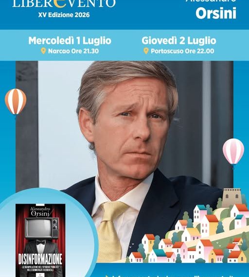 Alessandro Orsini in Sardegna presenta il libro “Disinformazione. La manipolazione dell’opinione pubblica nelle democrazie occidentali”