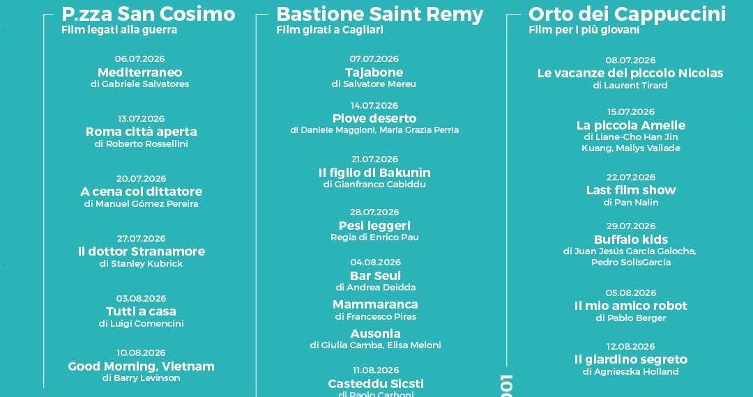 Estate cagliaritana, tutto pronto per Cinema all’aperto-Cagliari visione di un mondo