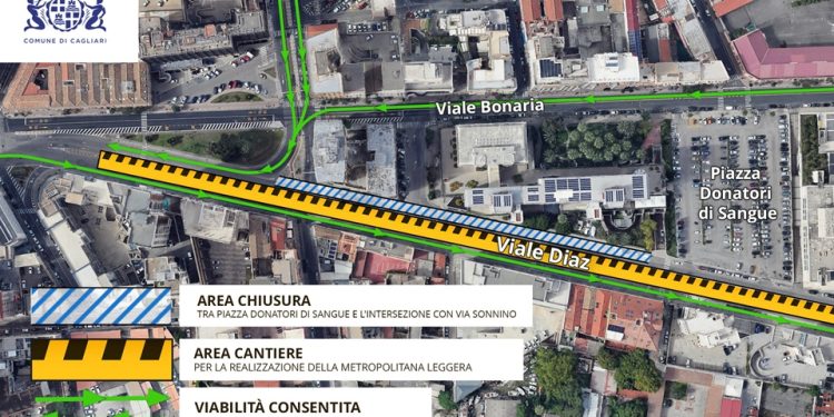 Cagliari: Viale Diaz, chiusura tratto piazza Donatori Di Sangue fino al 13 agosto 2026