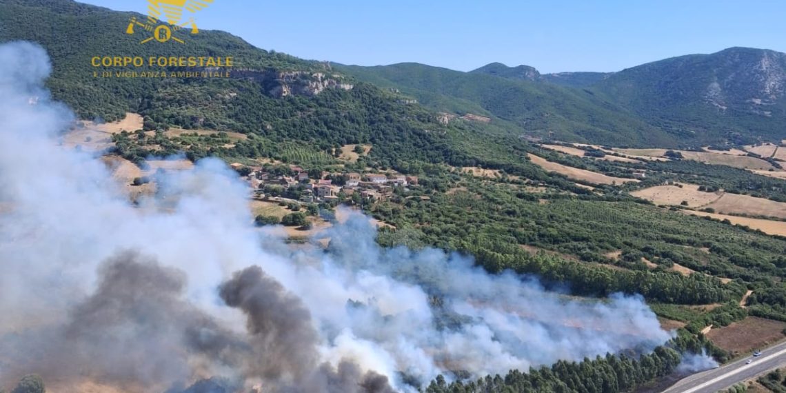 Vasto incendio a Carbonia, in azione l’elicottero del Corpo Forestale