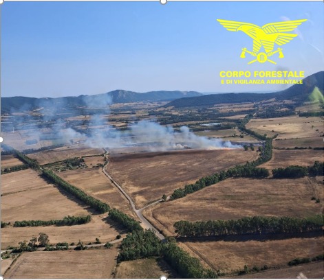 Vasto incendio a Carbonia, in azione elicotteri e un canadair: Guarda il video
