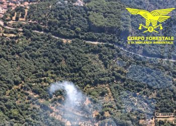 Fiamme a Guspini, in azione l’elicottero della Forestale