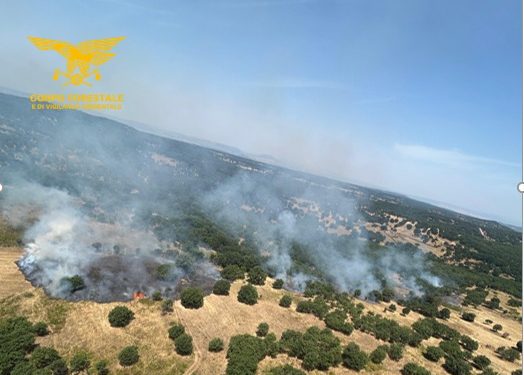 Fiamme a Esporlatu, caldo e vento alimentano l’incendio
