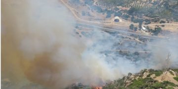 Fiamme a Burgos, vasto incendio: impegnati sul posto tre mezzi aerei
