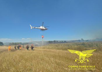 Fiamme a Dolianova, in azione l’elicottero della Forestale