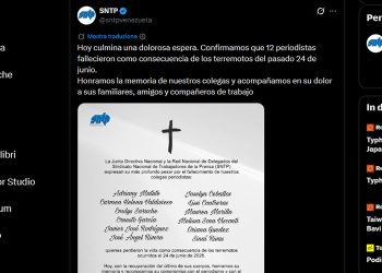 Venezuela, morti 12 giornalisti nei terremoti del 24 giugno