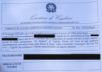 Aeroporto di Elmas, sanzioni amministrative per chi protesta contro l’arrivo dei sionisti