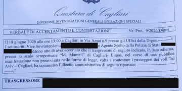 Aeroporto di Elmas, sanzioni amministrative per chi protesta contro l’arrivo dei sionisti