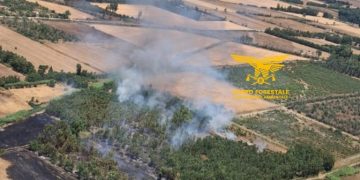 Fiamme a Serramanna, in azione l’ elicottero della Forestale