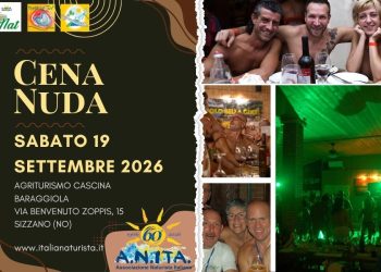 Naturismo, torna la cena nuda di fine estate a Sizzano (NO): appuntamento il 19 settembre