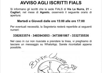 Fials Cagliari, apertura sede ad agosto: ecco gli orari e i giorni