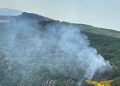 Fiamme a Lei, in azione un elicottero della Forestale