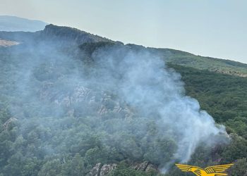 Fiamme a Lei, in azione un elicottero della Forestale