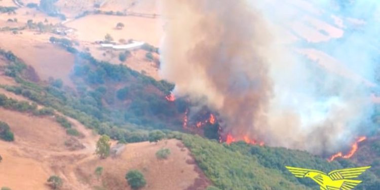 Vastissimo incendio a Samugheo, in azione elicotteri e un canadair