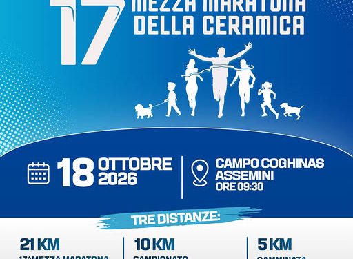 Il 18 ottobre ad Assemini torna la Mezza Maratona della Ceramica