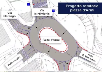 Nuova rotatoria sperimentale in piazza d’Armi a Cagliari