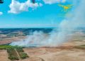 Incendio a Cabras, in azione un elicottero